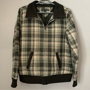 Y2K Tommy Hilfiger Plaid Wool Blend Zip Jacket Size Medium